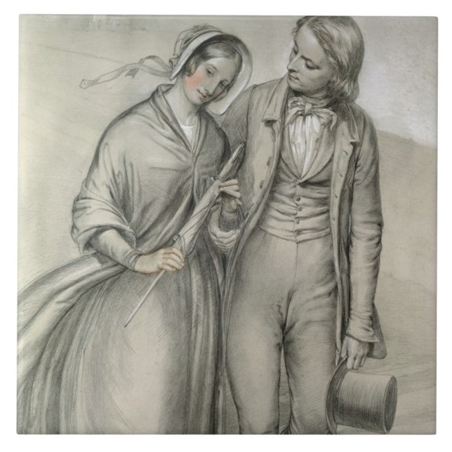 Azulejo La mañana del Boda - La partida, c.1846 (Frente)