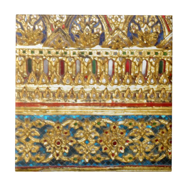 Azulejo La mano adornada hizo cerámica a mano tailandesa (Frente)