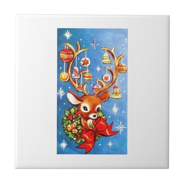 Azulejo La mayoría del reno hermoso del navidad del (Frente)