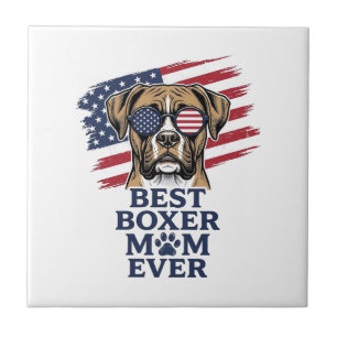Azulejo La mejor camiseta patriótica para mamá de boxer ja