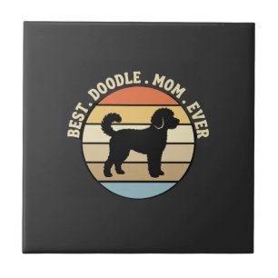 Azulejo La mejor mamá de Doodle Retro Perro