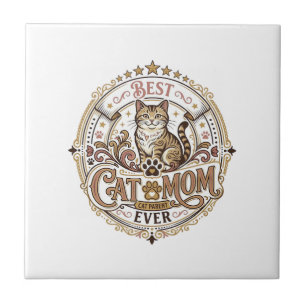 Azulejo La Mejor Mamá de Gatos del Mundo Mamá de Gatos Pap