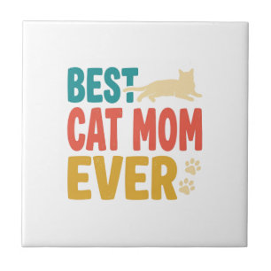 Azulejo La Mejor Mamá de Gatos Vintage Diseño de Amante de