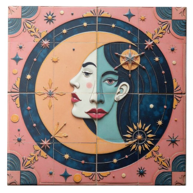 Azulejo La mujer en la luna (Frente)