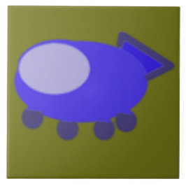 Azulejo La nave espacial azul en verde