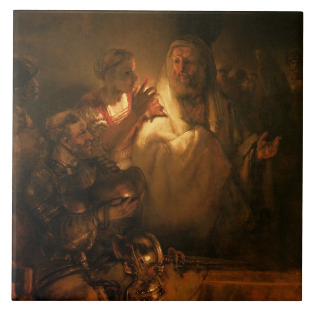 Azulejo La negación de San Pedro, 1660 (aceite en lona) (Frente)