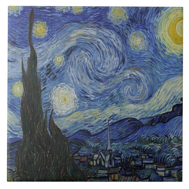 Azulejo La noche estrellada de Van Gogh (Frente)