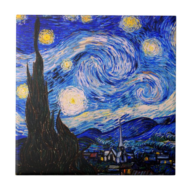 Azulejo La noche estrellada de Vincent Van Gogh (Frente)
