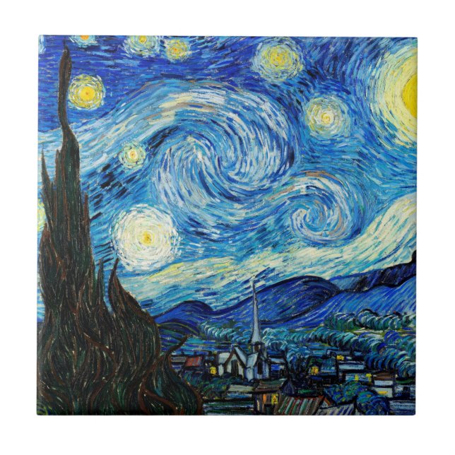 Azulejo La noche estrellada de Vincent Van Gogh (Frente)
