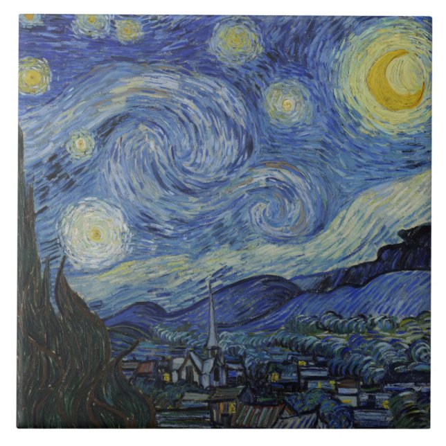 Azulejo La noche estrellada (Vincent van Gogh) (arte famos (Frente)