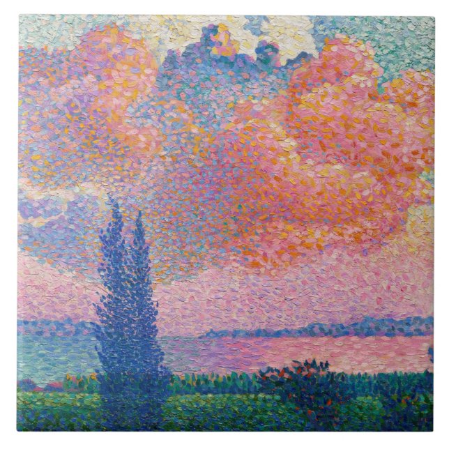 Azulejo La nube rosa, pintura de Henri-Edmond Cross (Frente)