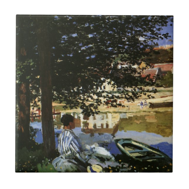 Azulejo La orilla del Sena, Bennecourt de Claude Monet (Frente)