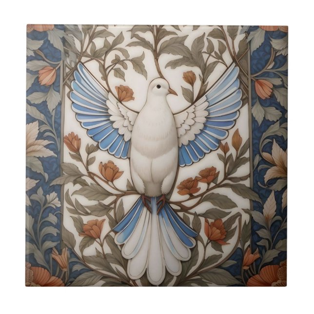 Azulejo La Paloma Pacífica de William Morris inspiró la fl (Frente)