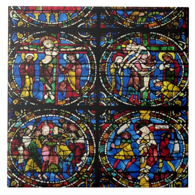 Azulejo La pasión, ventana de lanceta en la fachada del (Frente)