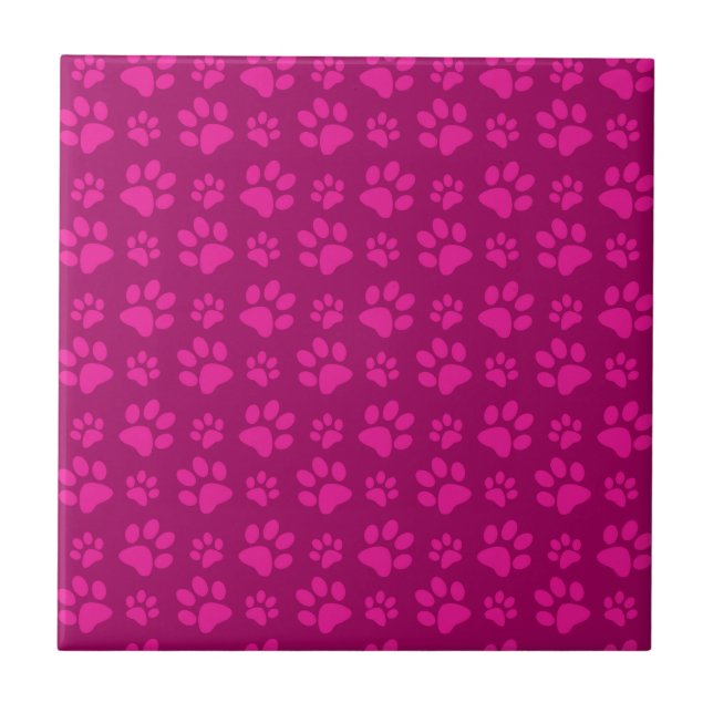 Azulejo La pata rosada magenta del perro imprime el modelo (Frente)