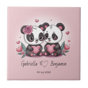 Azulejo La Personalizado educada Panda adora el Día de San