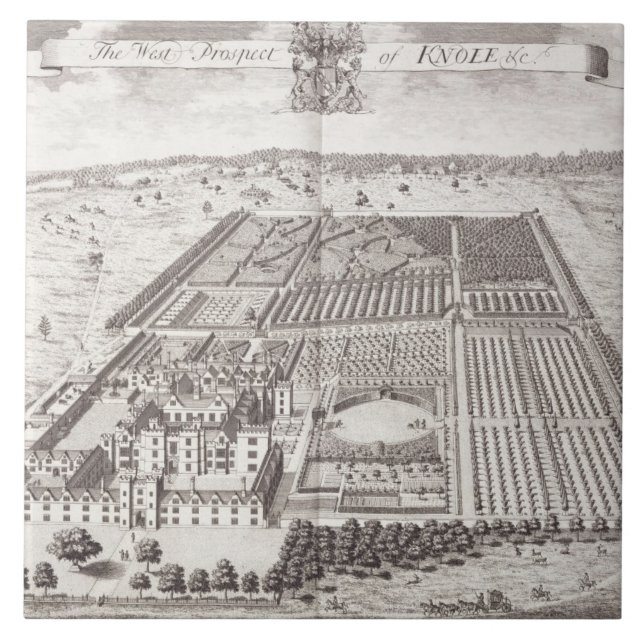Azulejo La perspectiva del oeste de Knole, de 'treinta y (Frente)