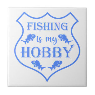 Azulejo La pesca es mi cita escudo de hobby en el escudo