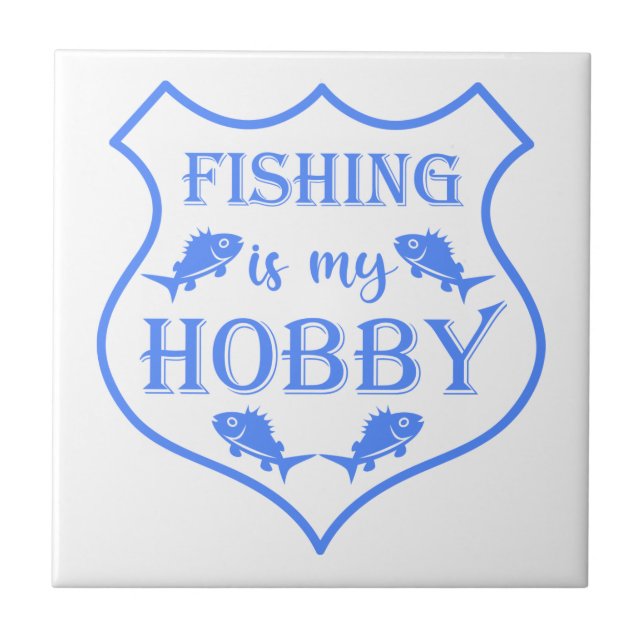 Azulejo La pesca es mi cita escudo de hobby en el escudo (Frente)