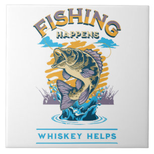Azulejo La pesca sucede. ¡El whisky ayuda!