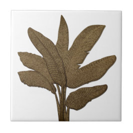 Azulejo La planta de plátano de cobre deja blanco
