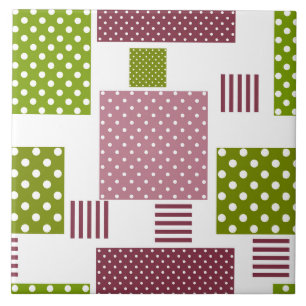 Azulejo La polka verde marrón de patchwork