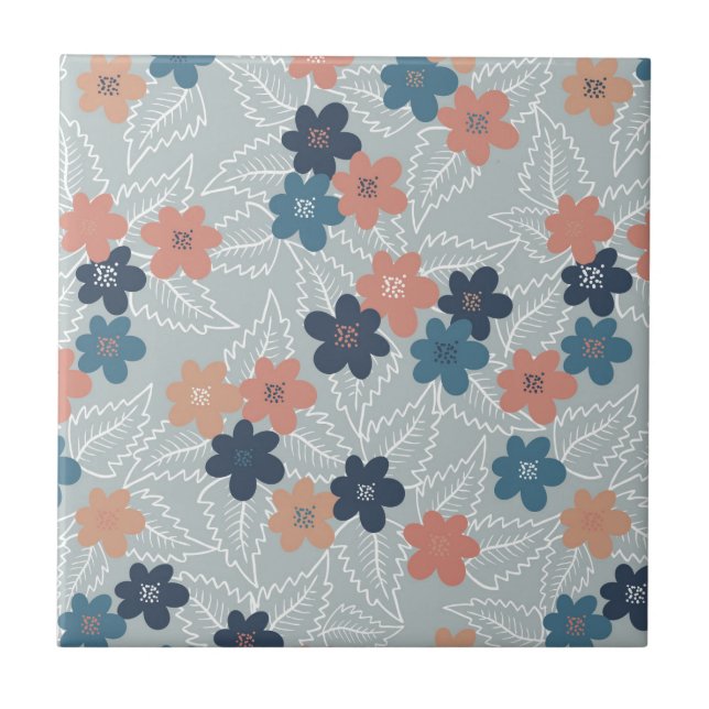 Azulejo La pradera con flores de primavera coloridas (Frente)