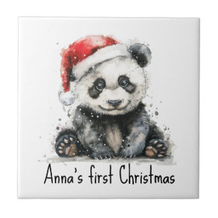 Azulejo La primera Navidad del oso de bambú, personalizado