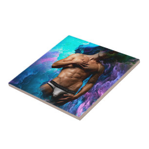 Azulejo La protuberancia de ropa interior de hombre muscul