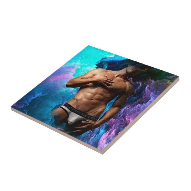 Azulejo La protuberancia de ropa interior de hombre muscul (Lado)