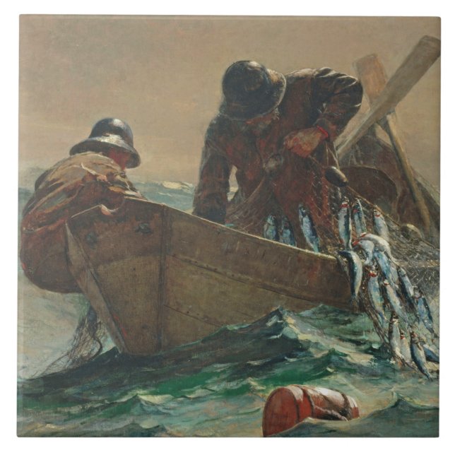 Azulejo La red de los arenques, 1885 (aceite en lona) (Frente)