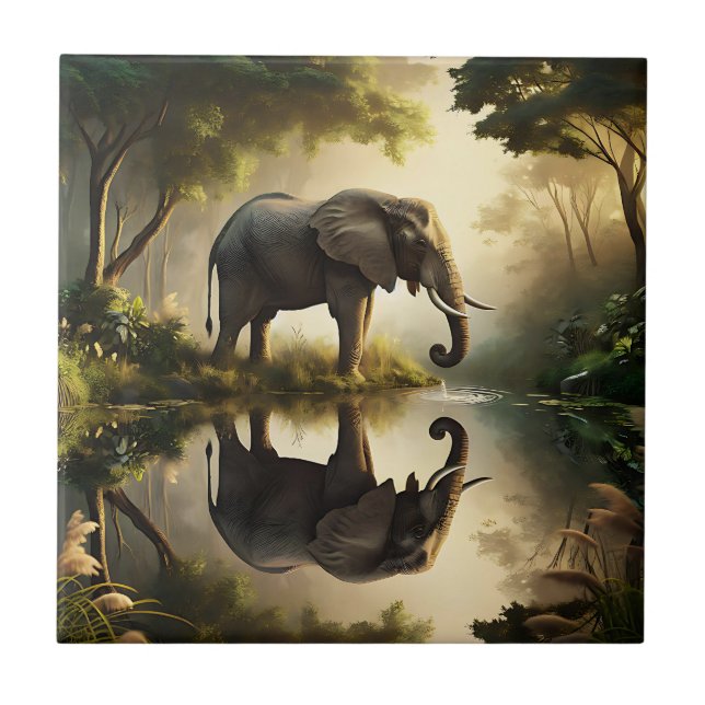 Azulejo La reflexión de un elefante (Frente)