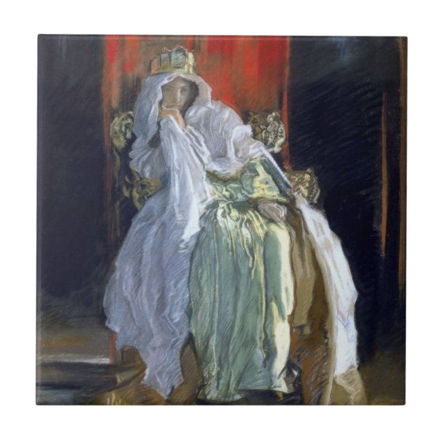 Azulejo La Reina de Dinamarca (por Edwin Austin Abbey) (Frente)