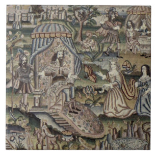 Azulejo La reina vintage Esther Tapestry Embroidery púrpu