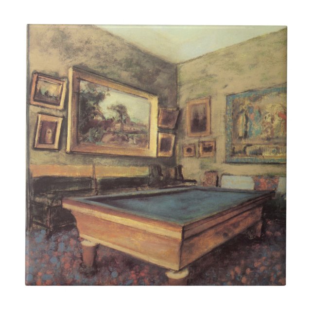 Azulejo La sala de billar en Menil Hubert por Edgar Degas (Frente)