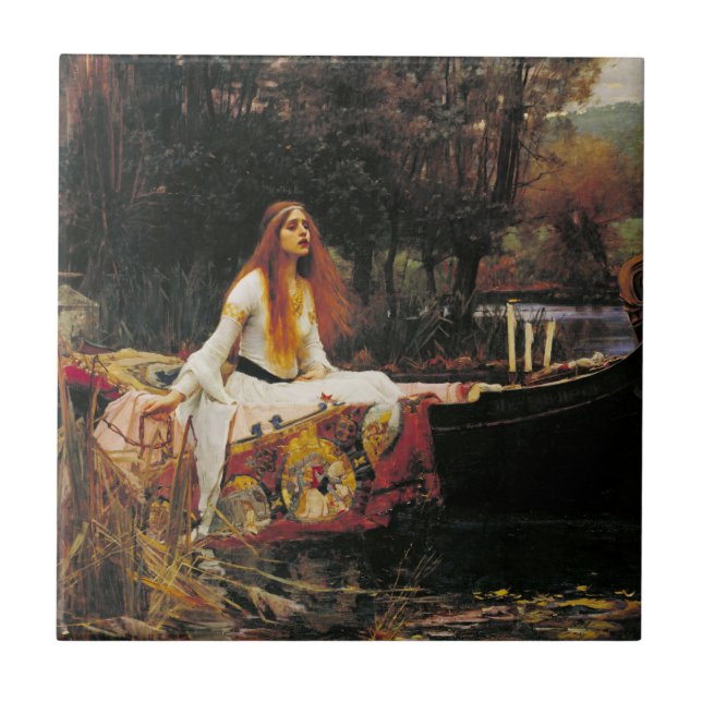 Azulejo La Señora de Shalott, c. 1888 por John Waterhouse (Frente)