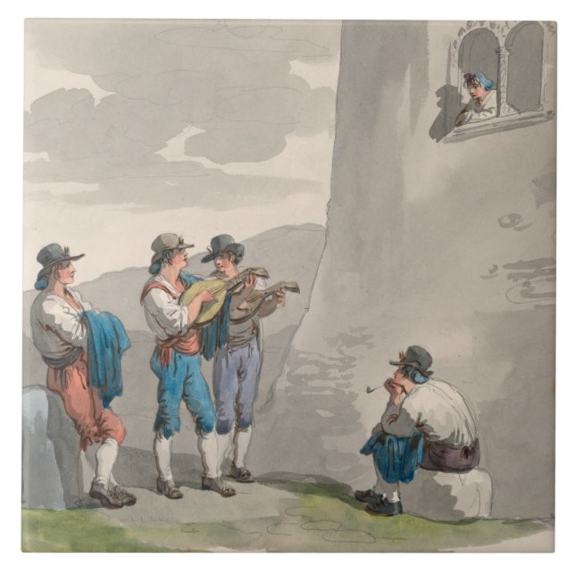 Azulejo La Serenade (Canciones de Amor) (Escena romántica) (Frente)