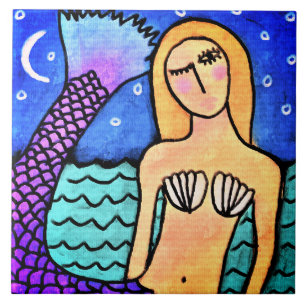 Azulejo La Sirena Abstracta Pintura Digital