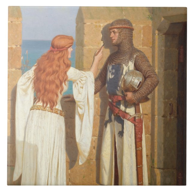 Azulejo La sombra del caballero (de Edmund Blair Leighton) (Frente)