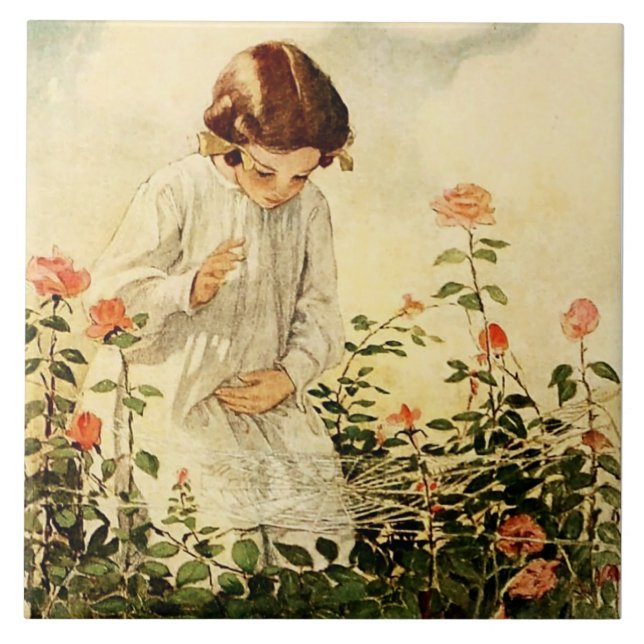 Azulejo La telaraña por Jessie Willcox Smith (Frente)