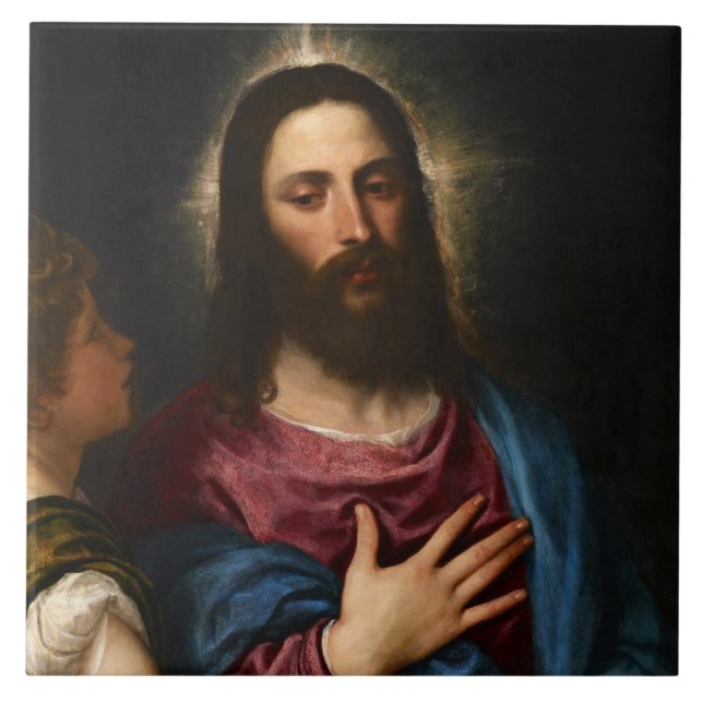 Azulejo La tentación de Cristo, Tiziano (Frente)