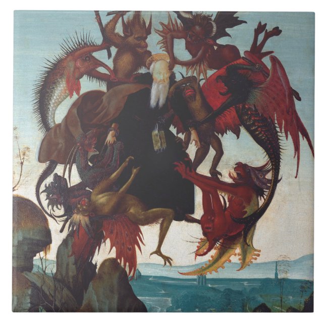 Azulejo La tentación de San Antonio por Miguel Ángel (Frente)