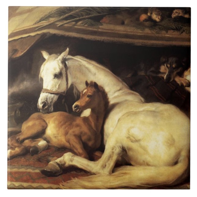 AZULEJO LA TIENDA ÁRABE CON CABALLOS Y OTROS ANIMALES (Frente)