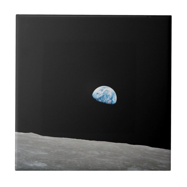 Azulejo La Tierra Se Levanta Sobre El Horizonte Lunar. (Frente)