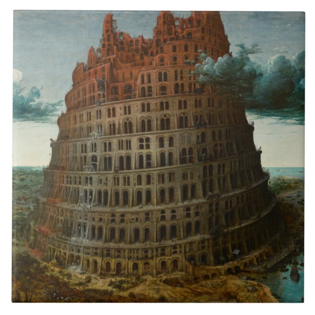 Azulejo La Torre de Babel (por Pieter Bruegel el Mayor) (Frente)