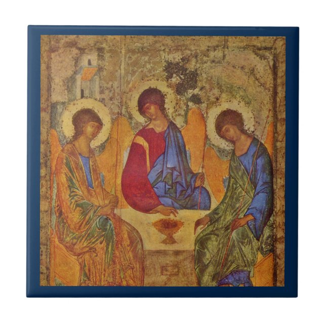 Azulejo La trinidad de Rublev en la mesa (Frente)