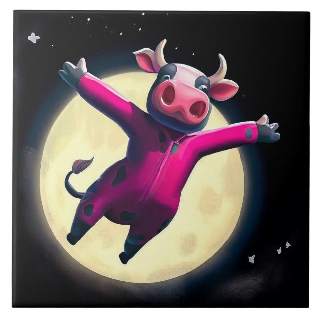 Azulejo La vaca saltó sobre la luna - Niñera para niños (Frente)