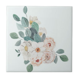 Azulejo La vegetación floral blanca