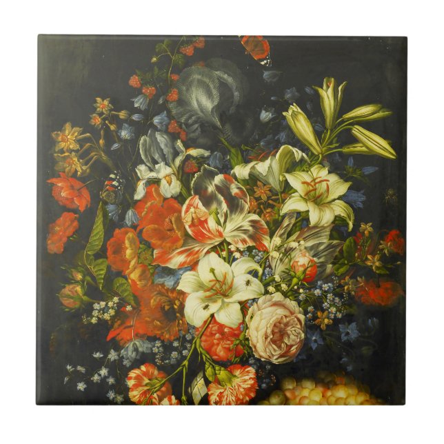 Azulejo La vida con flores y fruta (Frente)