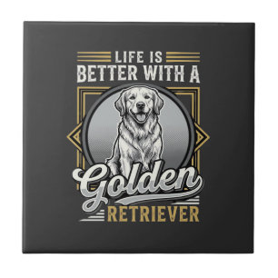 Azulejo La vida del Golden Retriever es mejor Perro
